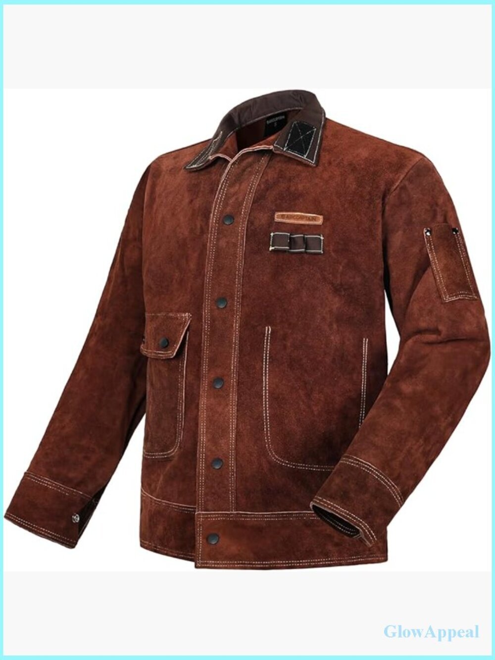 Heavy Duty Leather Welding Jacket, Flame Resistant Cowhide, Adjustable Cuffs